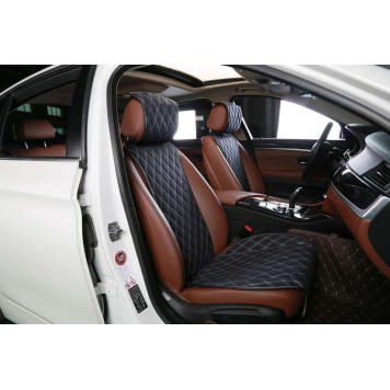 Накидки из алькантары черные на передние сидения-0