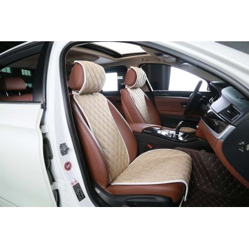 Накидки из алькантары бежевые на весь салон-0