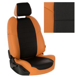 Чехол на сиденье из экокожи оранжевый/черный